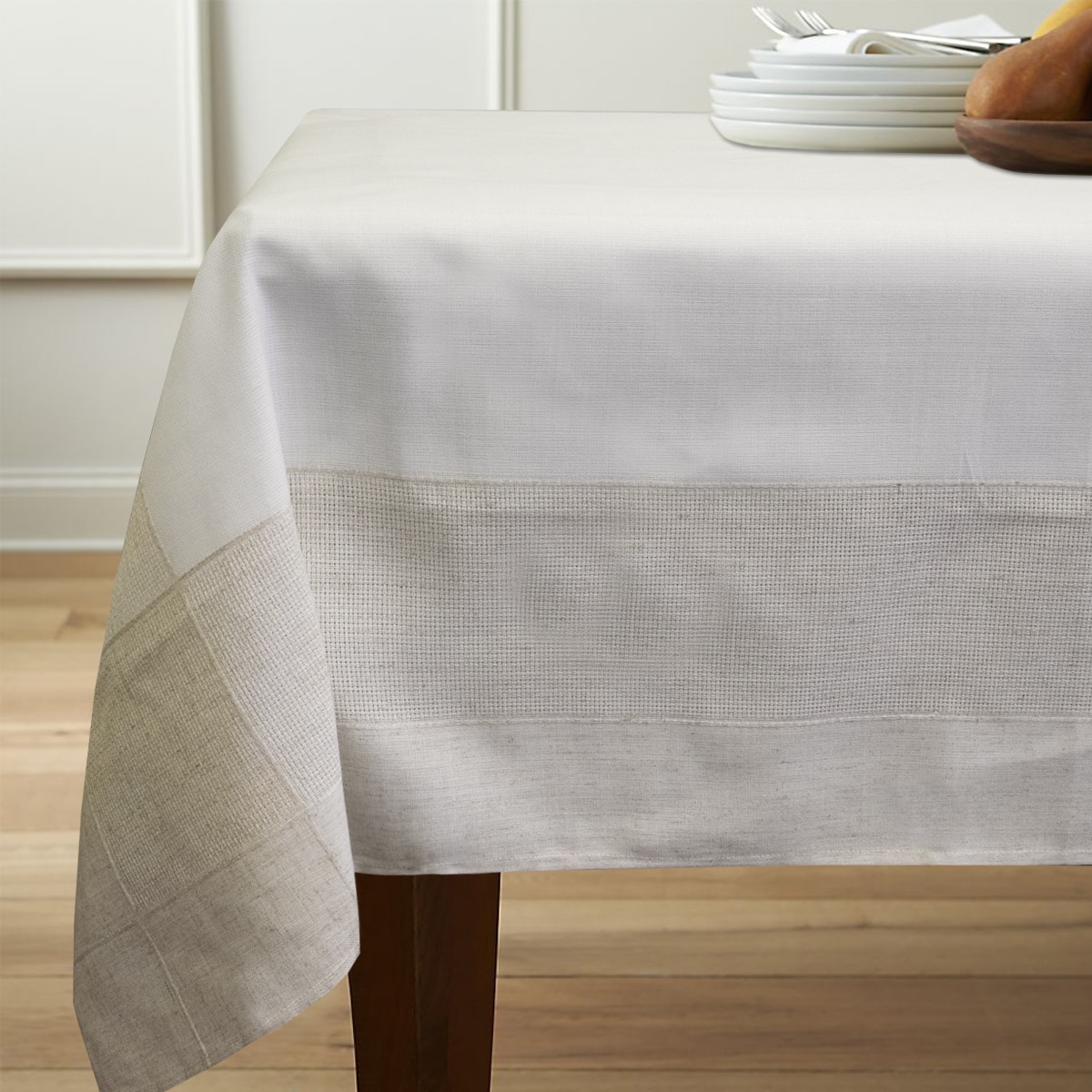tan linen tablecloth