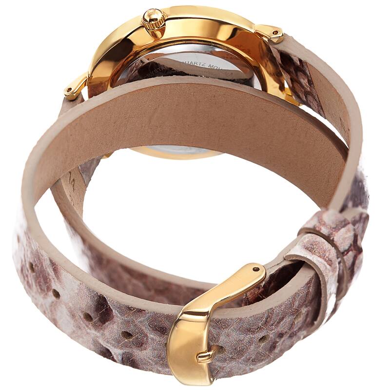 Akribos XXIV Women's Quartz Swarovski Crystal Double Wrap Leather Lizard Strap Watch