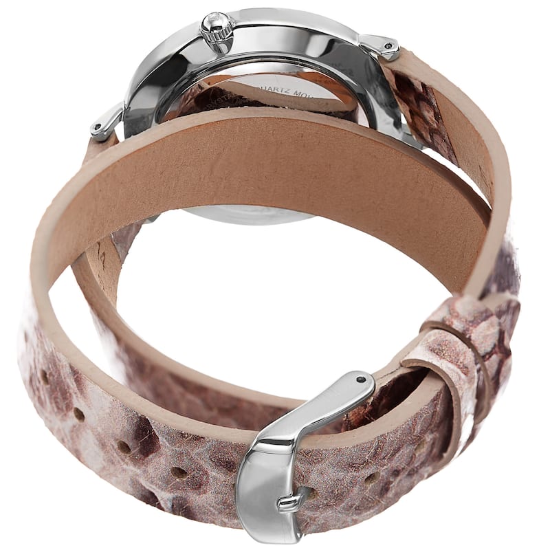 Akribos XXIV Women's Quartz Swarovski Crystal Double Wrap Leather Lizard Strap Watch