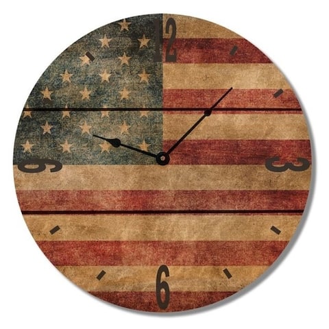 American Flag Rustic Wood Clock - Indoor and Outdoor Safe Clock