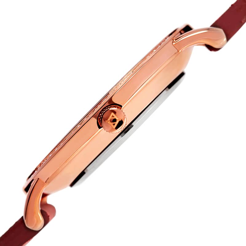 Akribos XXIV Women's Quartz Swarovski Crystal Leather Red Strap Watch