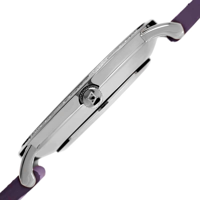 Akribos XXIV Women's Quartz Swarovski Crystal Leather Purple Strap Watch