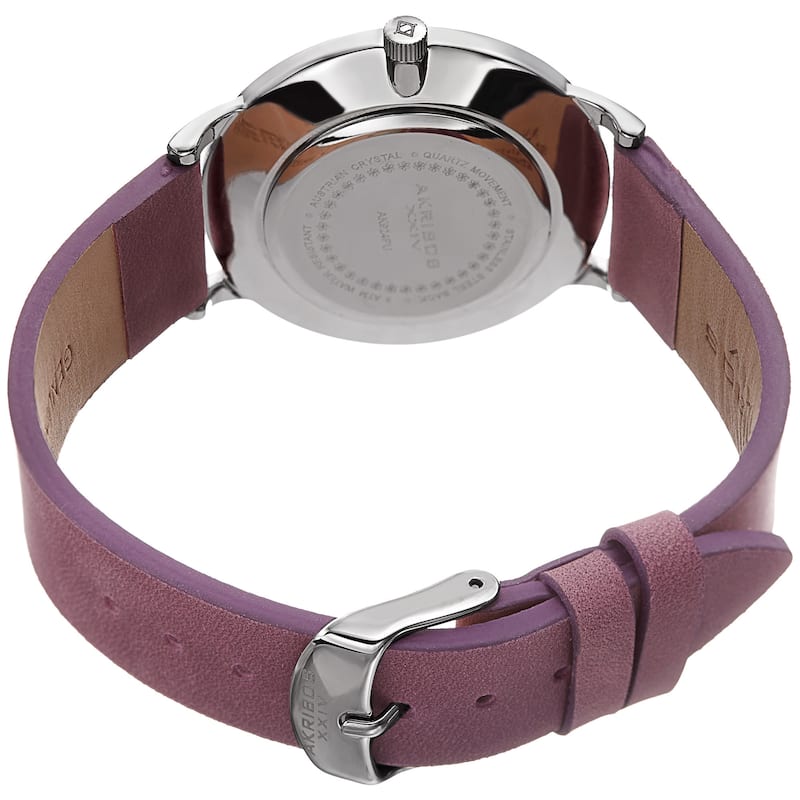 Akribos XXIV Women's Quartz Swarovski Crystal Leather Purple Strap Watch