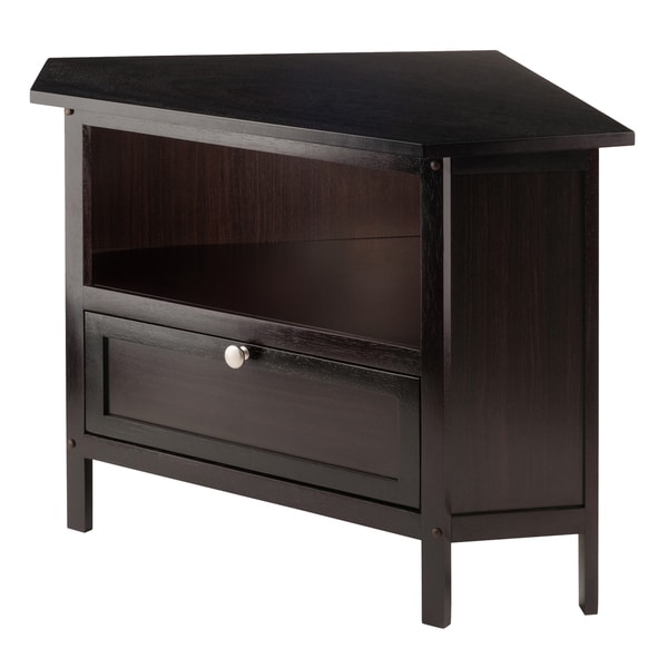 Porch & Den Brownville Espresso Wood Corner TV Stand. Opens flyout.