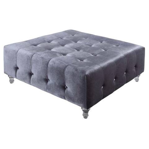 Chic Home Samson Clear Acrylic Legs Velvet Button-tufted Ottoman