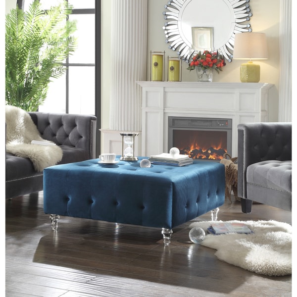 Chic Home Samson Clear Acrylic Legs Velvet On Tufted Chic Home Samson Clear Acrylic Legs Velvet On Tufted Ottoman