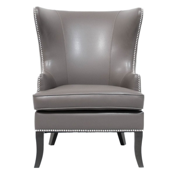Stephen Wing Faux Leather and Wood Chair
