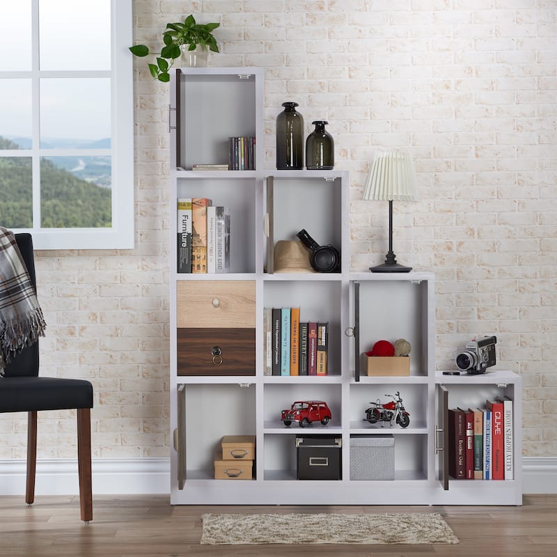 Arla Contemporary White 6-Shelf Staircase Bookcase by Furniture of America