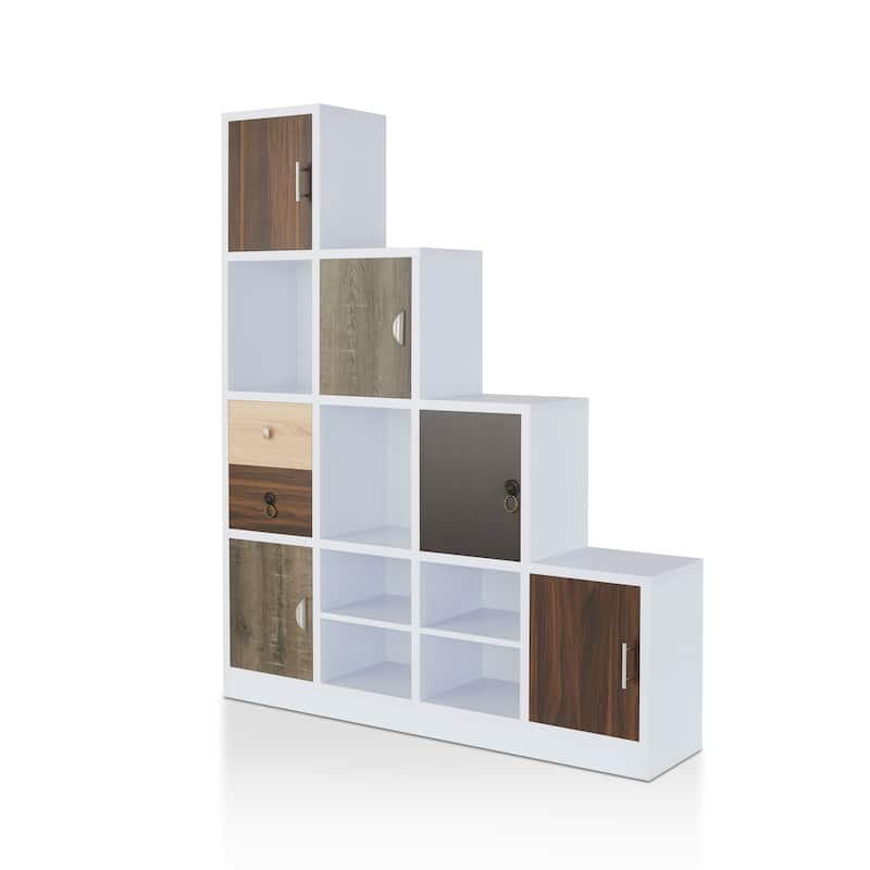 Arla Contemporary White 6-Shelf Staircase Bookcase by Furniture of America