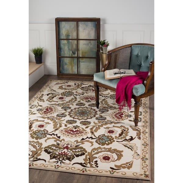 Brown Nylon Transitional Style Area Rug