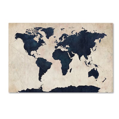 Michael Tompsett 'World Map - Navy' Canvas Wall Art