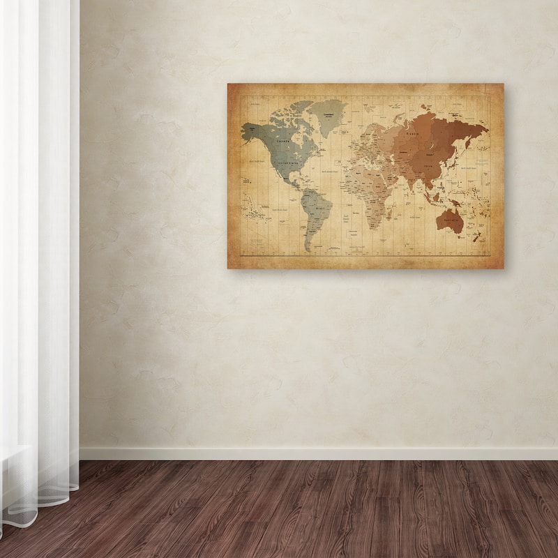 Michael Tompsett 'Time Zones Map of the World' Canvas Wall Art