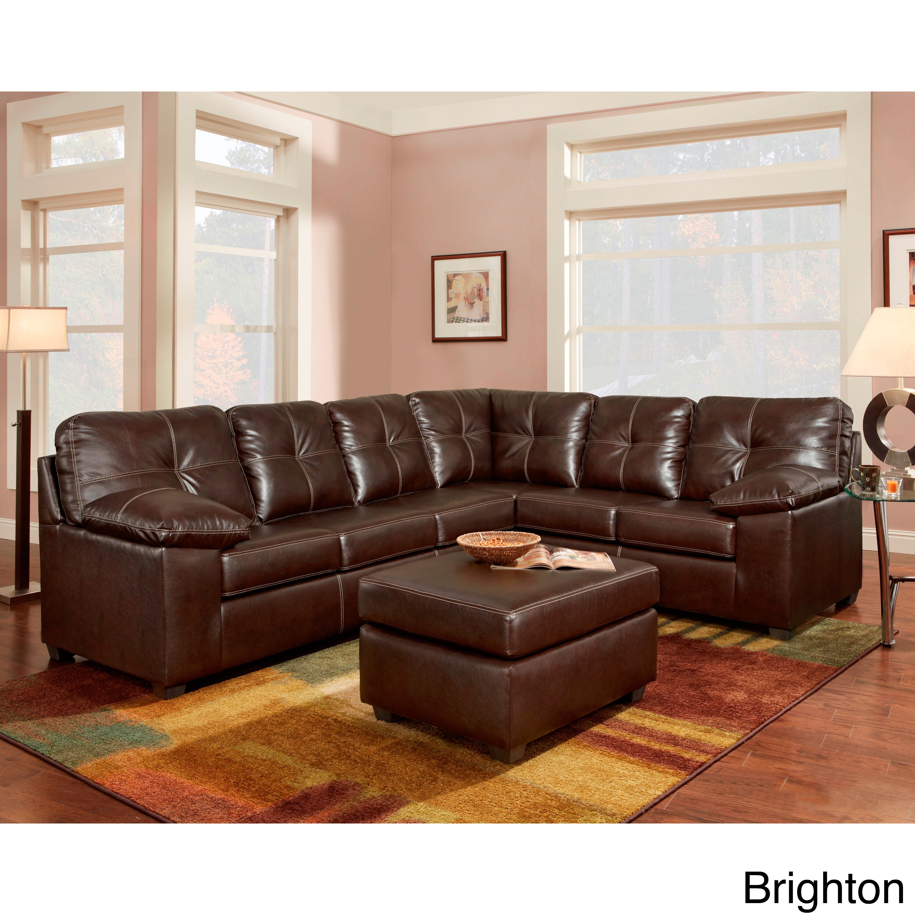 Shop Sofa Trendz Red Brown Bonded Leather Sectional Overstock 11964124
