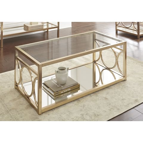 Oria Goldtone Metal and Tempered Glass Coffee Table by Greyson Living