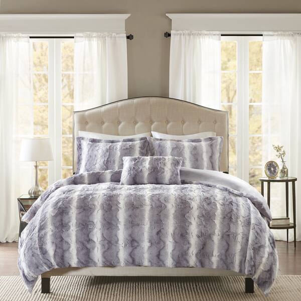 Shop Silver Orchid Bogaert Faux Fur 4 Piece Duvet Cover Set Free