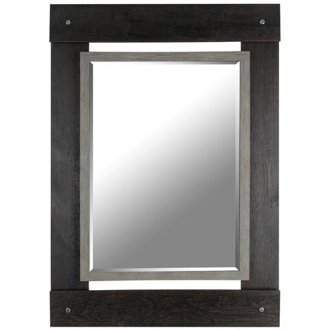 Hobbitholeco. 30x43 Black + Grey Wash Beveled Mirror (Inner mirror 20X28)