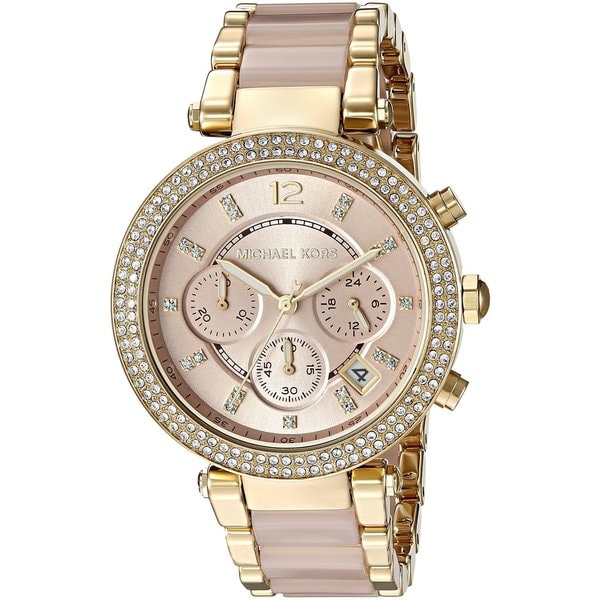 Shop Michael Kors Rosetone Gold Dial Two-tone Bracelet Women's Parker ...