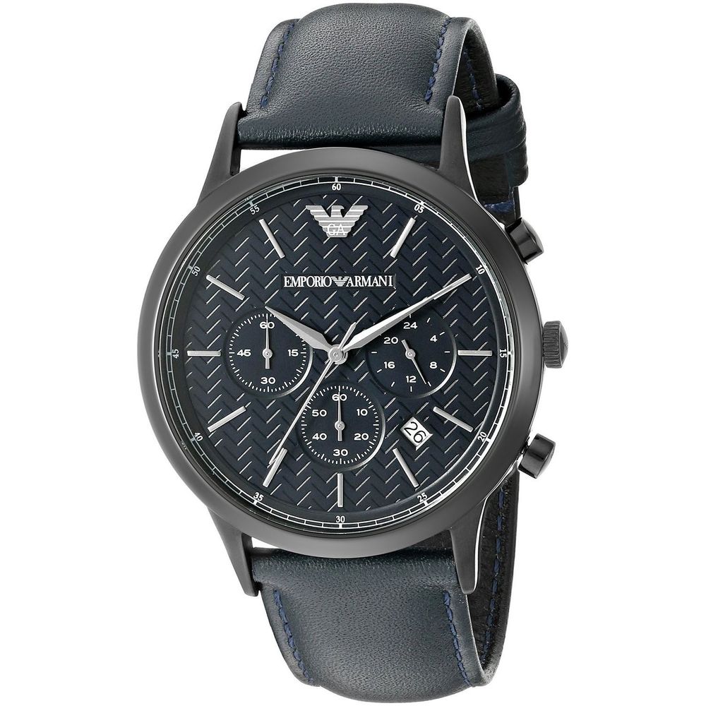 emporio armani man leather cronograph
