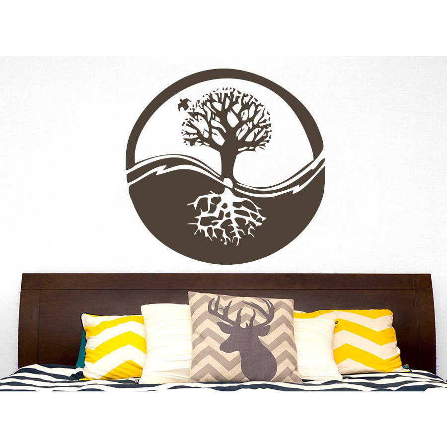 Shop Tree Roots Nature Symbol Yoga Yin Yang Wall Art Sticker Decal Brown Overstock 11965153