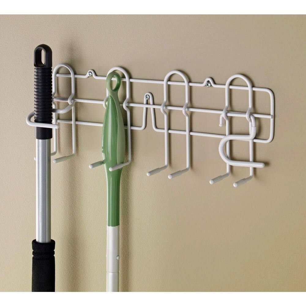 ClosetMaid White Steel Broom and Mop Holder