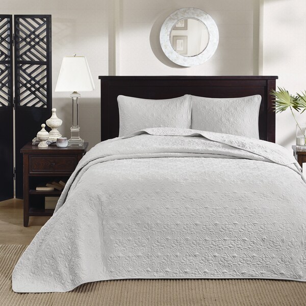 Madison Park Mansfield Grey 3-piece Bedspread Set