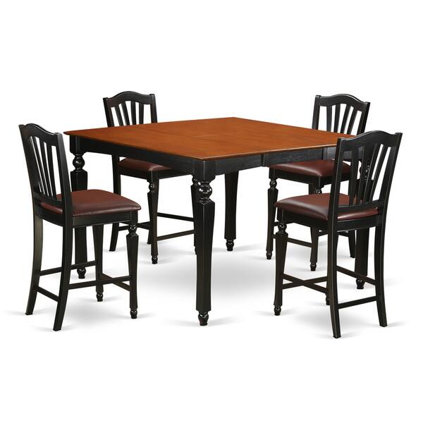 Black And Cherry Finish Natural Rubberwood 5 Piece Dining Cherry Finish Natural Rubberwood