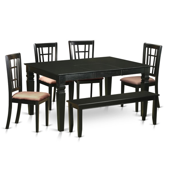 Shop Rubberwood Black Kitchen  Nook Dining Set  6 piece On 