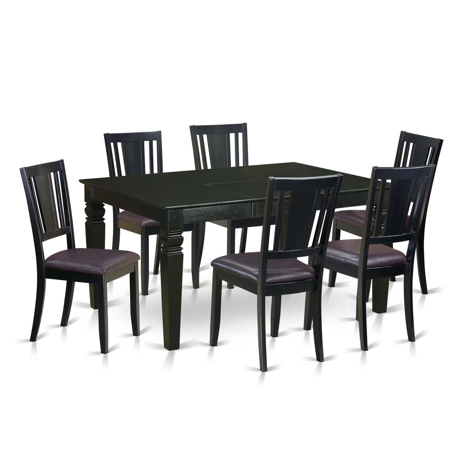Wedu7 Blk Black Rubberwood Kitchen Dinette Table And 6 Chairs Black Rubberwood Kitchen Dinette Table