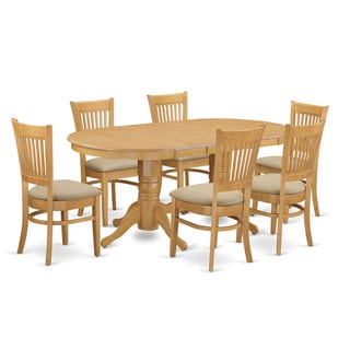 East West Furniture Oak-finish Rubberwood Dining Table With Leaf and 6 Chairs (Traditional/Modern and Contemporary)