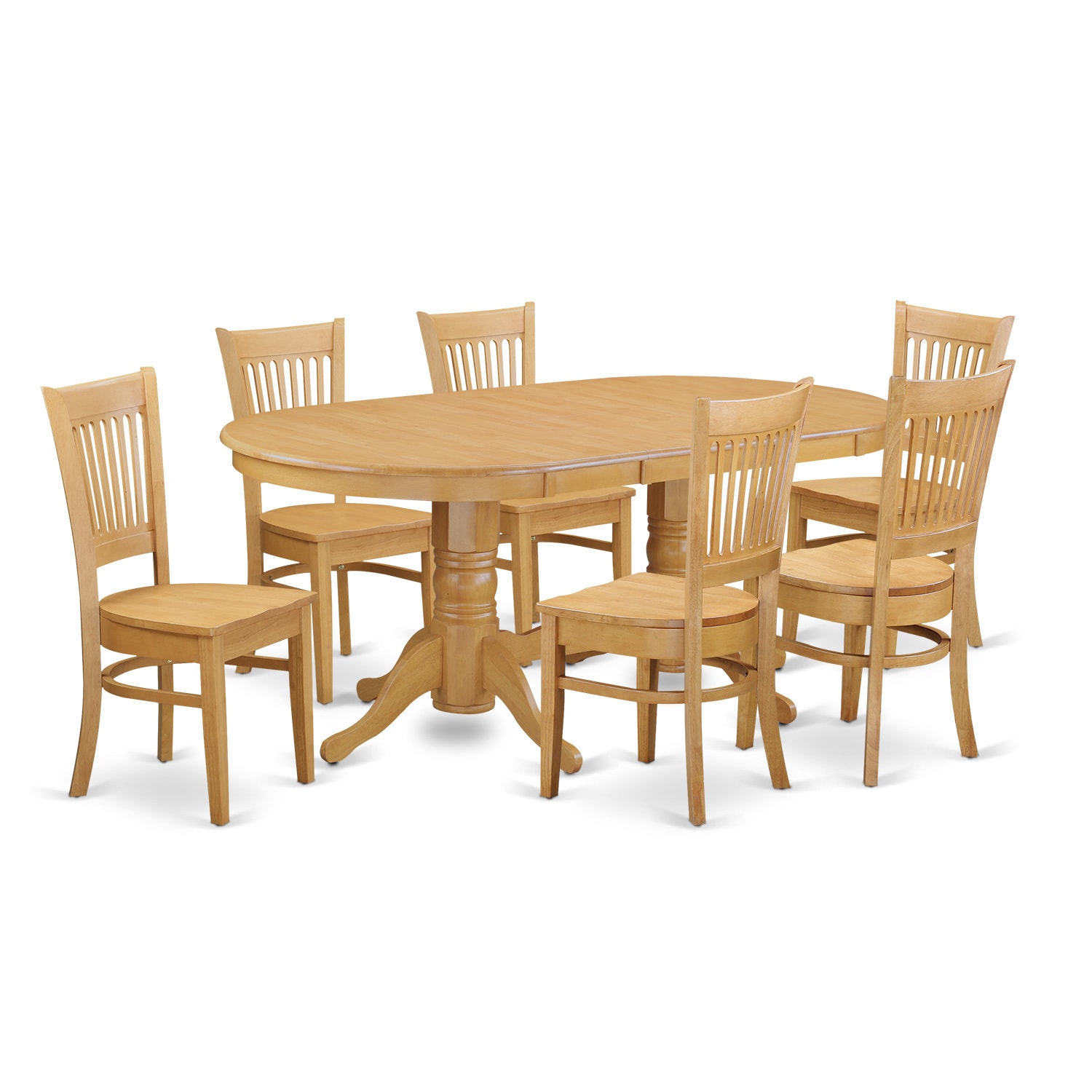 Oak Finish Rubberwood Dining Table With Leaf And 6 Chairs Oak Finish Rubberwood Dining Table With Leaf And 6 Chairs