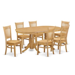 East West Furniture Oak-finish Rubberwood Dining Table With Leaf and 6 Chairs (Traditional)