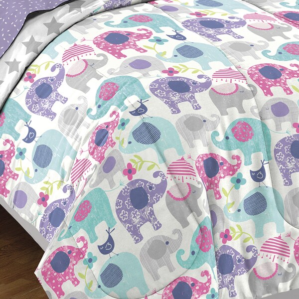 Purple Full Dream Factory Elley Elephant Comforter Set Hbrengg Com