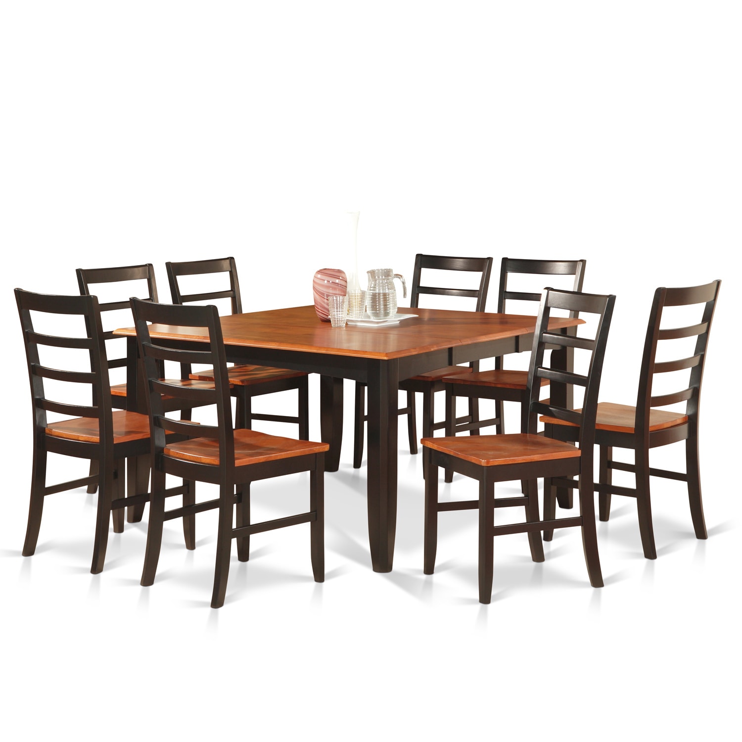 Shop Black Cherry Finish Rubberwood Dining Table With 8 Dining