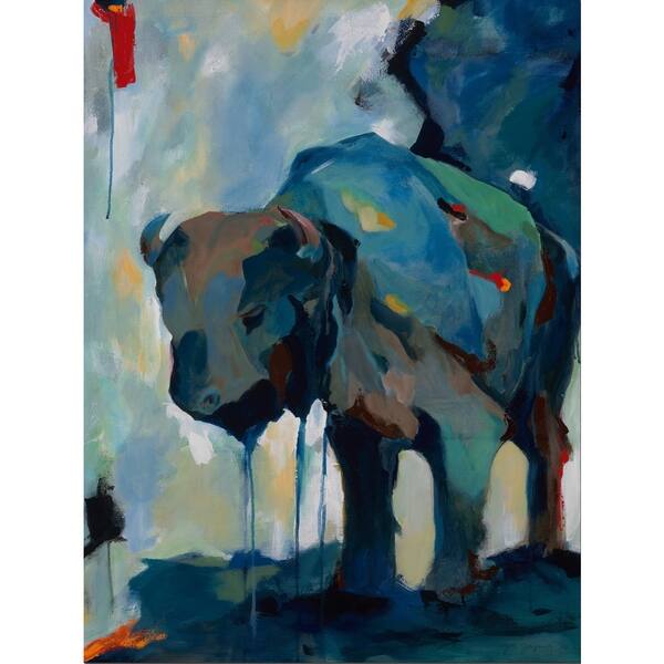 Shop Watercolor Buffalo Navy Blue With Hand Painting Canvas Art