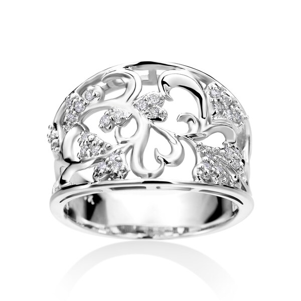 Shop SummerRose 14k White Gold 1/6ct TDW Diamond Fashion Ring Free