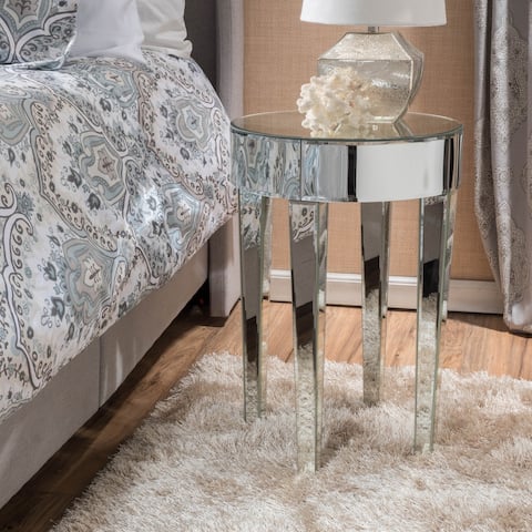 Normandie Mirrored Round End Table by Christopher Knight Home