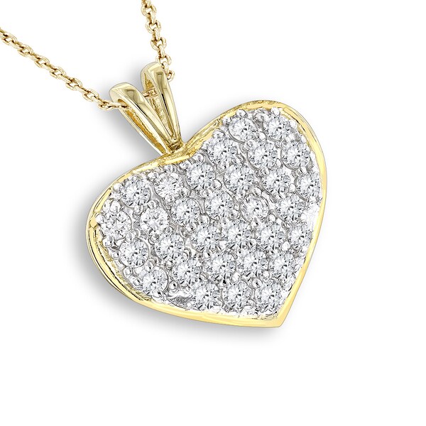 14k gold heart pendant with diamonds