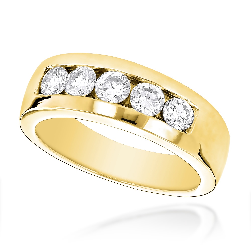 men's 14k gold wedding band with diamonds