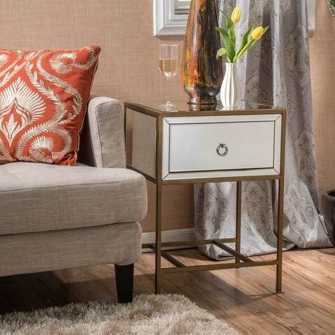 Rodeo Single-drawer Mirrored End Table by Christopher Knight Home - 15.75"L x 19"W x 26.25"H