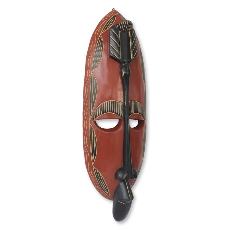Handcrafted Sese Wood 'Royal Akan' Mask (Ghana)