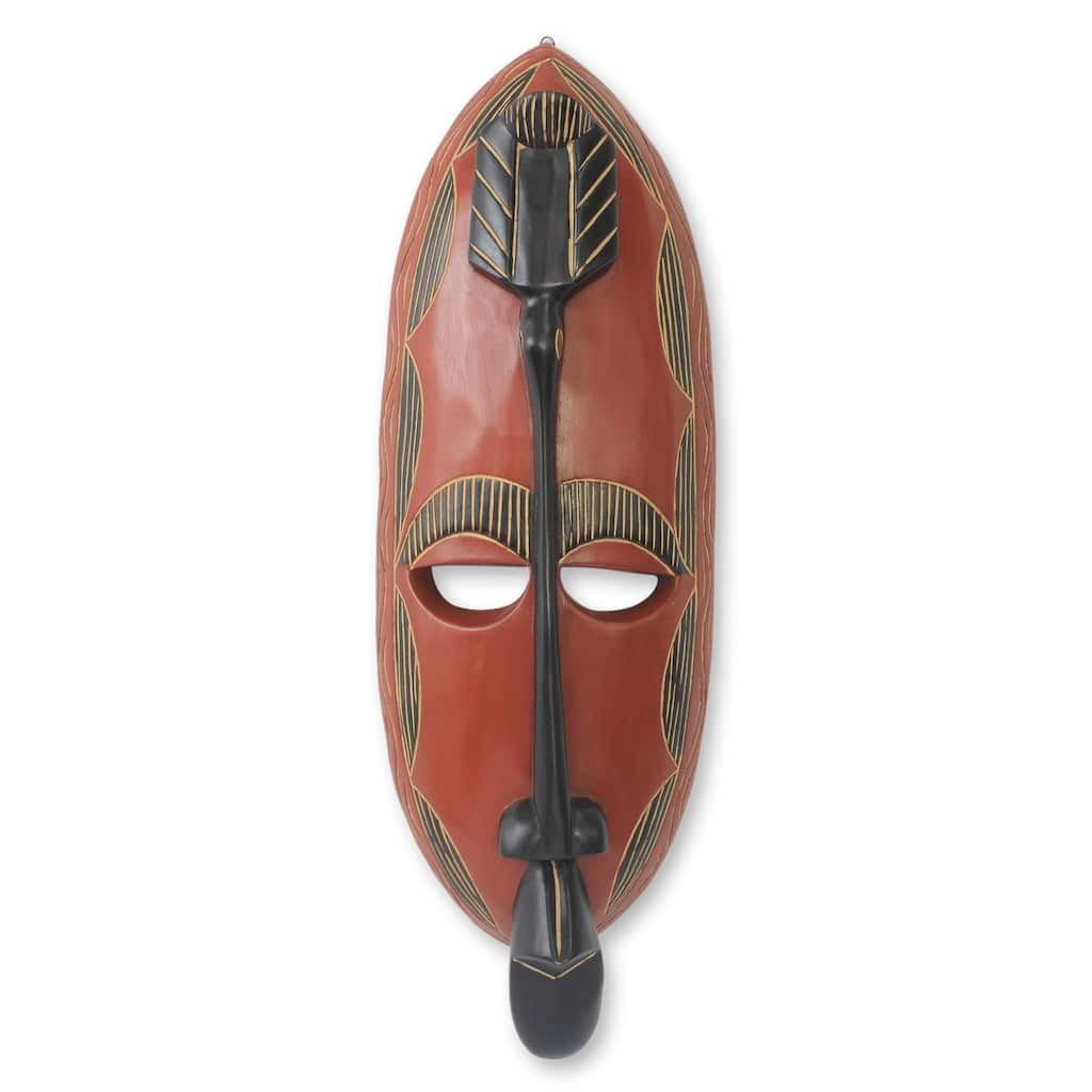 Handcrafted Sese Wood 'Royal Akan' Mask (Ghana)