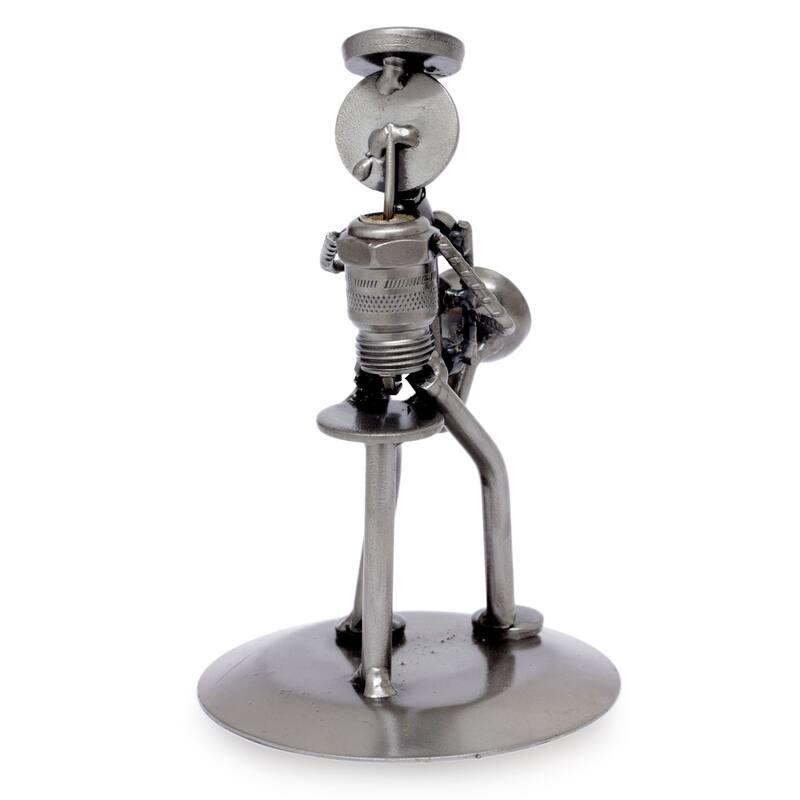 Handmade Auto Part 'Rustic Saxophonist' Sculpture (Mexico)