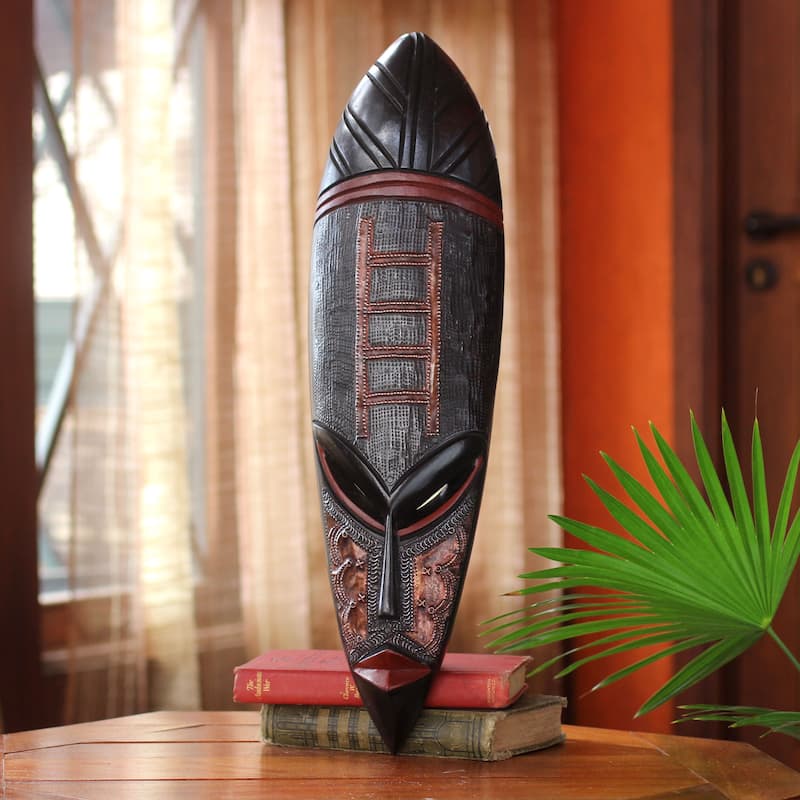 Handmade Sese Wood 'Ladder of Death' Mask (Ghana)