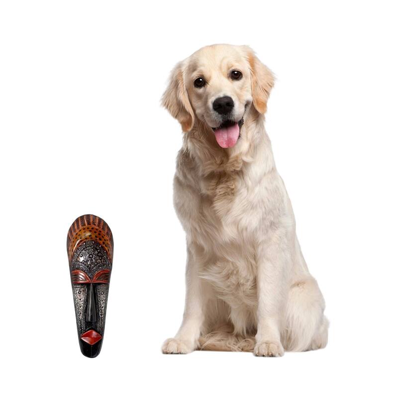 Handmade Sese Wood 'Queen Aura Poka' Mask (Ghana) - black/yellow