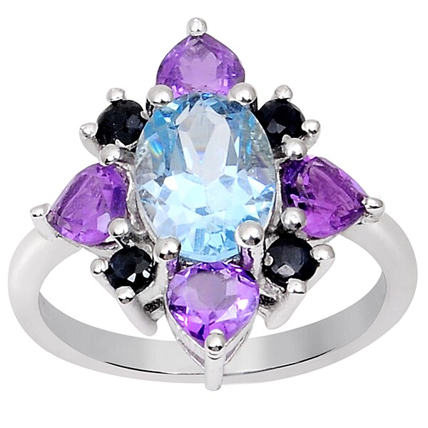 Shop 2.65 CTTW Genuine Blue Topaz, Amethyst and Sapphire Sterling ...