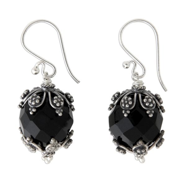 Handmade Sterling Silver Bali Moon Onyx Earrings Indonesia Handmade Sterling Silver X27 Bali Moon Onyx Earrings Indonesia