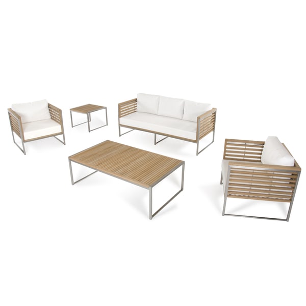 Shop Renava Minorca Outdoor Teak/White Sofa Set - Free ... Shop Renava Minorca Outdoor Teak/White Sofa Set - Free ... on Safavieh Outdoor Living Granton 5 Pc Living Set id=45370
