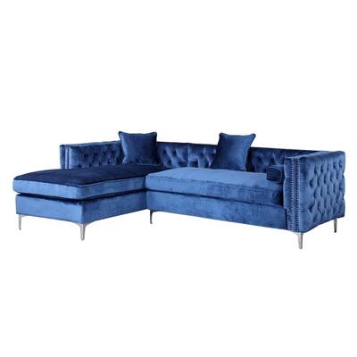 Blue Velvet Left Facing Sectional Sofas Online At Blue Velvet Left Facing Sectional