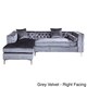 preview thumbnail 91 of 100, Chic Home Monet Button-tufted Sectional Sofa Grey - Right Facing - Velvet
