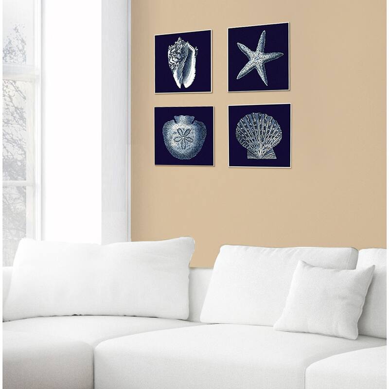 Stupell Prints Distressed Navy and White Conch Shell Wall Art Print